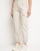 m.sara Pantaloni cargo bej deschis din Bumbac cu Butoane Decorative Arminue