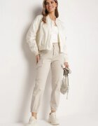 m.sara Pantaloni cargo bej deschis din Bumbac cu Butoane Decorative Arminue