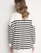 m&v Cardigan Alb Lung în dungi cu buzunare Fellesa