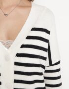 m&v Cardigan Alb Lung în dungi cu buzunare Fellesa