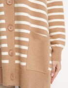 m&v Cardigan Lung Bej în dungi cu buzunare Fellesa