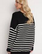 m&v Cardigan Negru Lung în Dungi cu Buzunare Fellesa