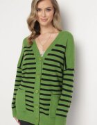 m&v Cardigan Verde Lung în dungi cu buzunare Fellesa