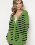 m&v Cardigan Verde Lung în dungi cu buzunare Fellesa