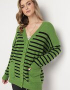 m&v Cardigan Verde Lung în dungi cu buzunare Fellesa