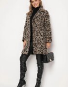 Made in Italy Palton Bej Dublu rând Cu imprimeu leopard Cu buzunare oblice Niathriel