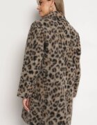 Made in Italy Palton Bej Dublu rând Cu imprimeu leopard Cu buzunare oblice Niathriel