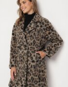 Made in Italy Palton Bej Dublu rând Cu imprimeu leopard Cu buzunare oblice Niathriel