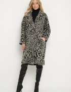 Made in Italy Palton Gri Dublu pet cu imprimeu leopard Nesaltia
