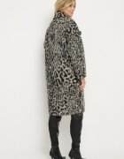 Made in Italy Palton Gri Dublu pet cu imprimeu leopard Nesaltia