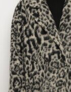 Made in Italy Palton Gri Dublu pet cu imprimeu leopard Nesaltia