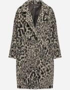 Made in Italy Palton Gri Dublu pet cu imprimeu leopard Nesaltia
