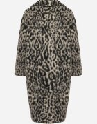 Made in Italy Palton Gri Dublu pet cu imprimeu leopard Nesaltia