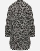 Made in Italy Palton Gri Dublu piept cu imprimeu leopard cu buzunare laterale Niathriel
