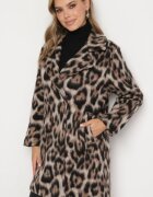 Made in Italy Palton Maro dublu cu imprimeu leopard cu buzunare inserate Niathriel