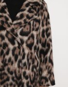 Made in Italy Palton Maro dublu cu imprimeu leopard cu buzunare inserate Niathriel