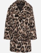Made in Italy Palton Maro dublu cu imprimeu leopard cu buzunare inserate Niathriel