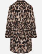 Made in Italy Palton Maro dublu cu imprimeu leopard cu buzunare inserate Niathriel