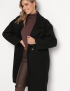 Made in Italy Palton Negru Dublu-rând cu Lână Sora