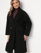 Made in Italy Palton Negru Dublu-rând cu Lână Sora