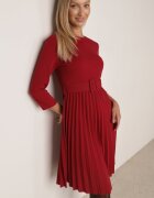 Made in Italy Rochie Bordură Evazată cu Pliuri și Curea cu Cataramă Lennoria