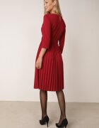 Made in Italy Rochie Bordură Evazată cu Pliuri și Curea cu Cataramă Lennoria