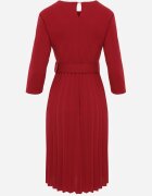 Made in Italy Rochie Bordură Evazată cu Pliuri și Curea cu Cataramă Lennoria