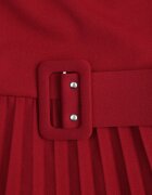 Made in Italy Rochie Bordură Evazată cu Pliuri și Curea cu Cataramă Lennoria