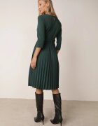 Made in Italy Rochie Verde închis Evazată cu pliuri și curea cu cataramă Lennoria