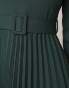 Made in Italy Rochie Verde închis Evazată cu pliuri și curea cu cataramă Lennoria