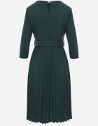 Made in Italy Rochie Verde închis Evazată cu pliuri și curea cu cataramă Lennoria