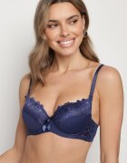 mag - net Sutien push-up bleumarin cu model din dantelă Lanovinea