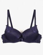 mag - net Sutien push-up bleumarin cu model din dantelă Lanovinea