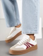 maira Adidași Albi în Stil de Teniși pe Talpă Groasă cu Model Geometric Wevirra