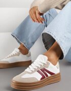 maira Adidași Albi în Stil de Teniși pe Talpă Groasă cu Model Geometric Wevirra