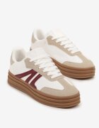 maira Adidași Albi în Stil de Teniși pe Talpă Groasă cu Model Geometric Wevirra