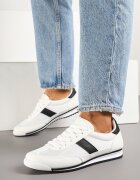 maira Sneakers albi cu bandă decorativă Cleota