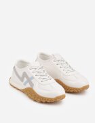 maira Sneakers Albi cu Talpă Abstractă cu Relief și Curele Decorative Emaliane