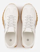 maira Sneakers Albi cu Talpă Abstractă cu Relief și Curele Decorative Emaliane