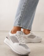 maira Sneakers Albi pe Talpă Groasă cu Inserții din Plasă și Metalice Sewtira