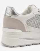 maira Sneakers Albi pe Talpă Groasă cu Inserții din Plasă și Metalice Sewtira