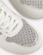 maira Sneakers Albi pe Talpă Groasă cu Inserții din Plasă și Metalice Sewtira