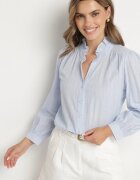 maja studio Cămașă albastru deschis din Bumbac cu Guler Decorativ Tenicelia