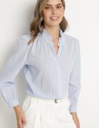 maja studio Cămașă albastru deschis din Bumbac cu Guler Decorativ Tenicelia