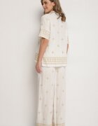 maja studio Compleu alb-bej din Vâscoză Decorat cu Broderie Cămașă și Pantaloni Oversize Iffiselle