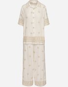 maja studio Compleu alb-bej din Vâscoză Decorat cu Broderie Cămașă și Pantaloni Oversize Iffiselle