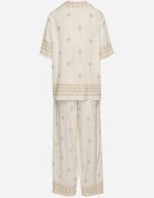 maja studio Compleu alb-bej din Vâscoză Decorat cu Broderie Cămașă și Pantaloni Oversize Iffiselle