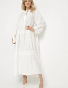 maja studio Rochie Albă Cloche din Viscoză cu Inserții din Dantelă Nalanieth