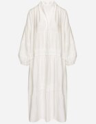 maja studio Rochie Albă Cloche din Viscoză cu Inserții din Dantelă Nalanieth