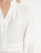 maja studio Rochie Albă Cloș din Viscoză Decorată cu Dantelă Gonireth
